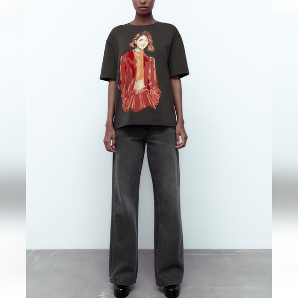 Zara Wide Leg Jeans Gray - Picture 4 of 14